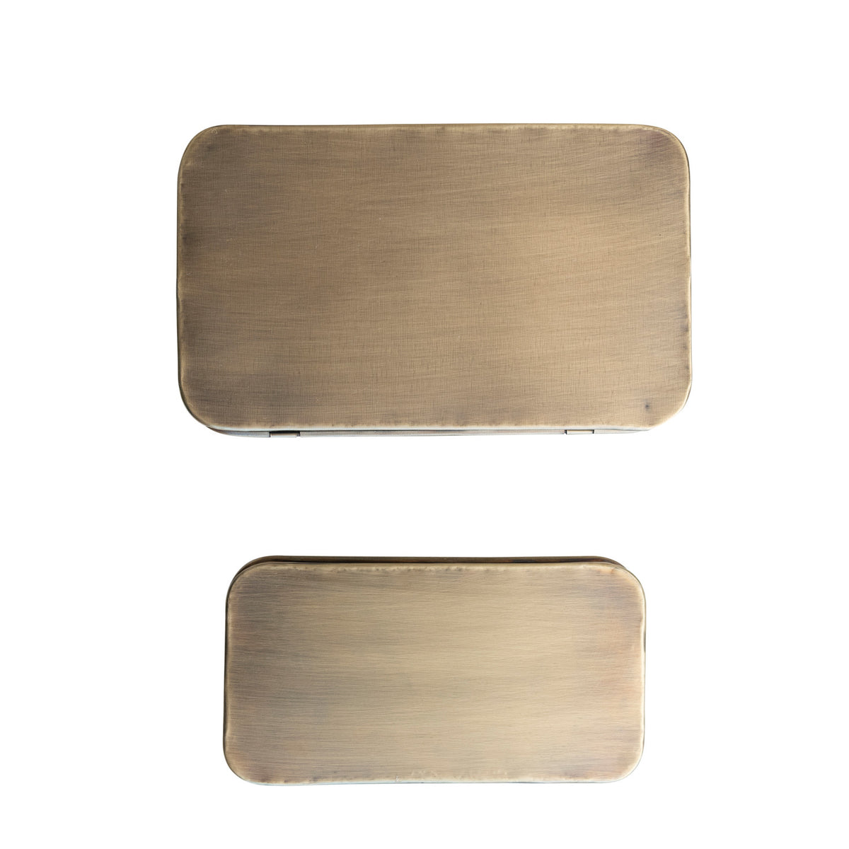 Metal Box with Lid & Antique Brass Finish, Two Sizes