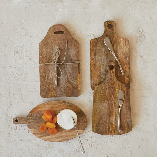 Mango Wood Cutting Board w/ Handle & Canape Knife