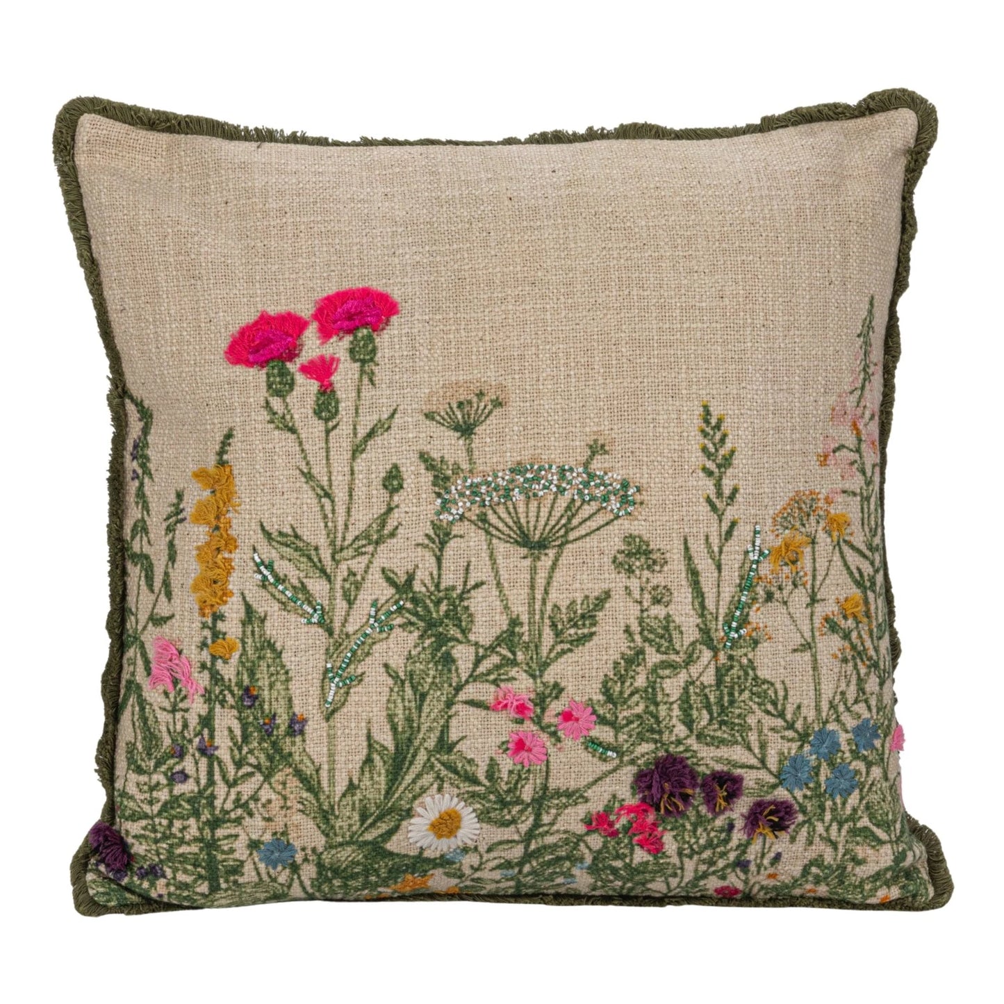 Floral Embroidery Pillow