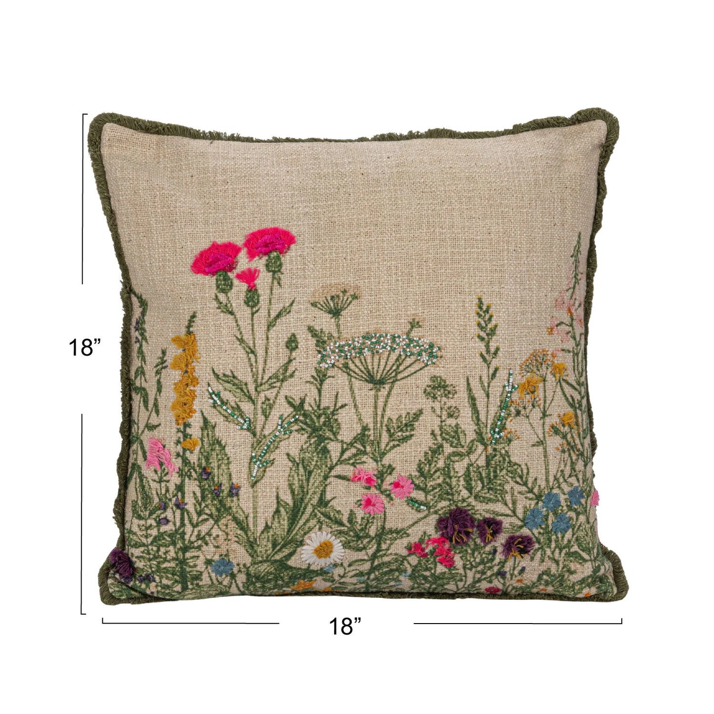 Floral Embroidery Pillow