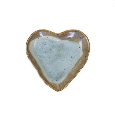Stoneware Heart Dish w/ Gold Edge