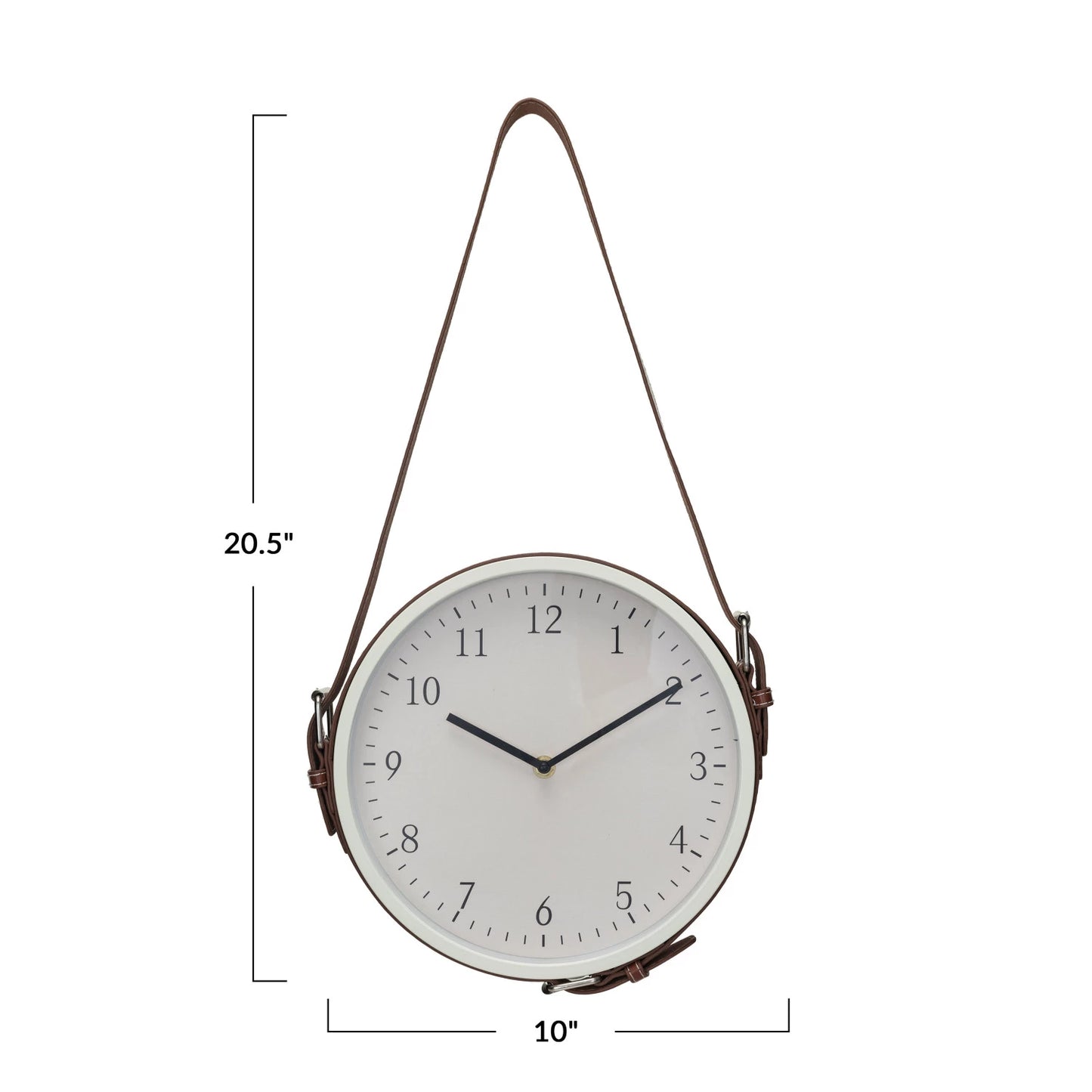 Hanging Wall Clock w/ Adjustable Leather Strap