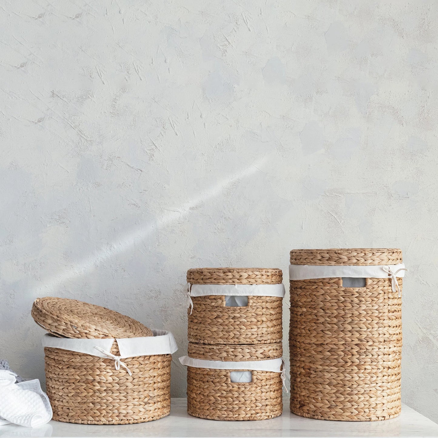 Water Hyacinth Baskets w/ Lids & Lining