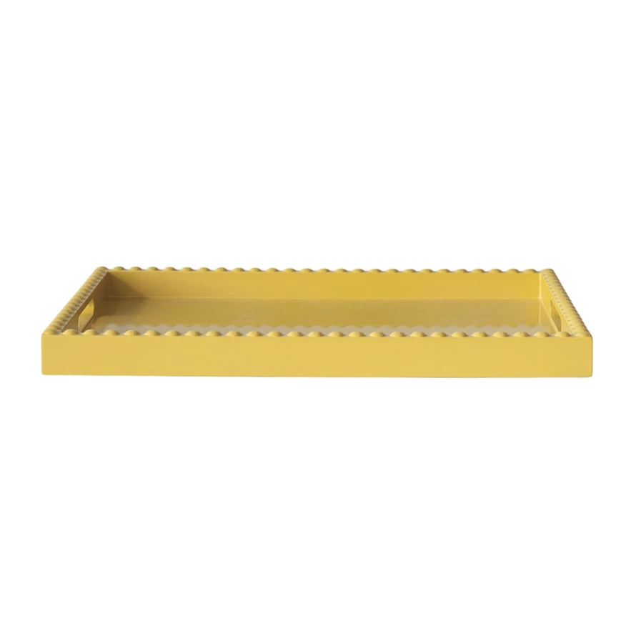 Lacquered Yellow Tray with Hobnail Edge
