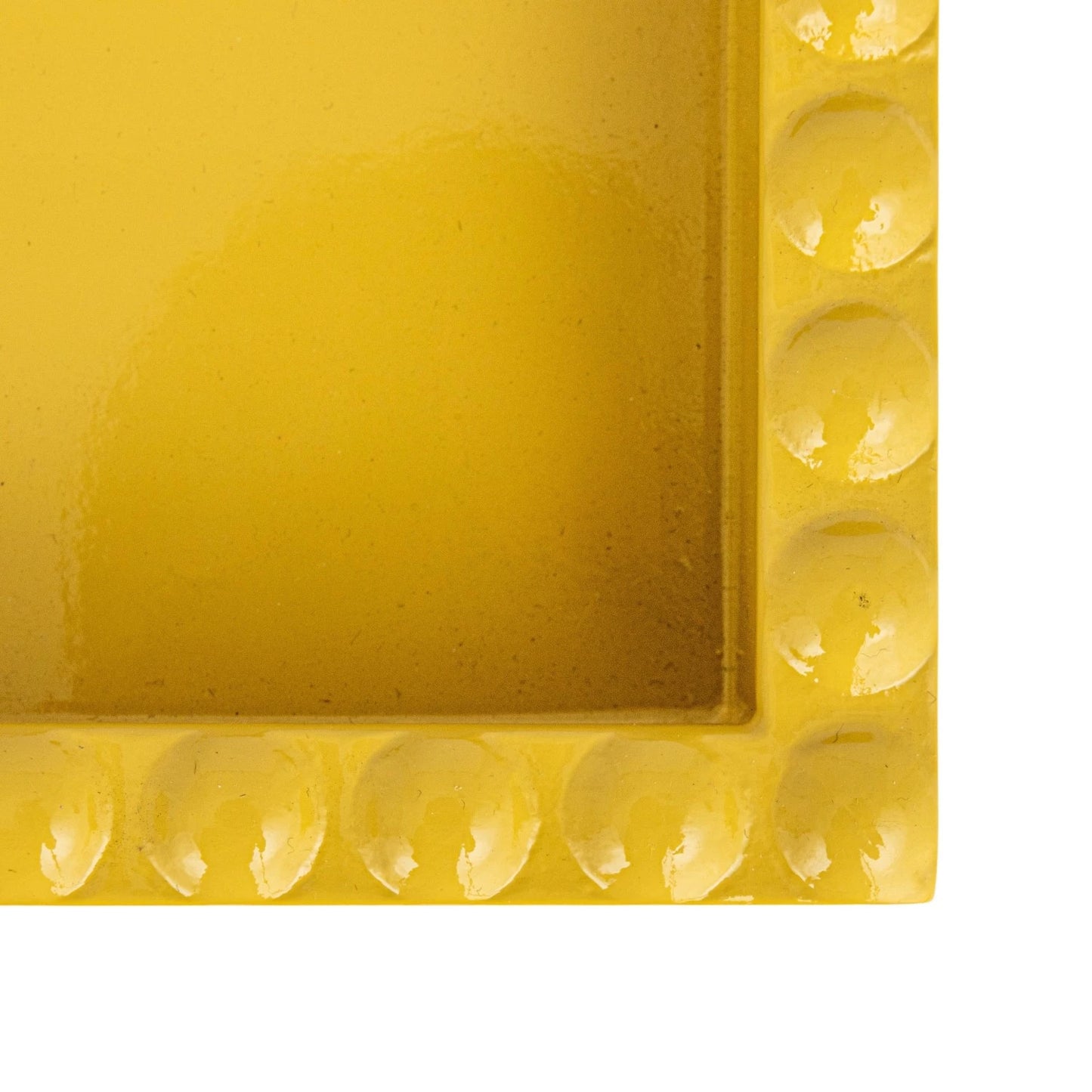 Lacquered Yellow Tray with Hobnail Edge