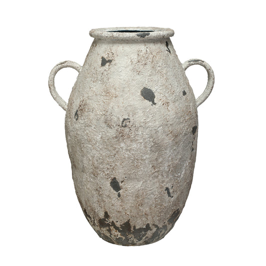 Decorative Metal Urn with Handles
