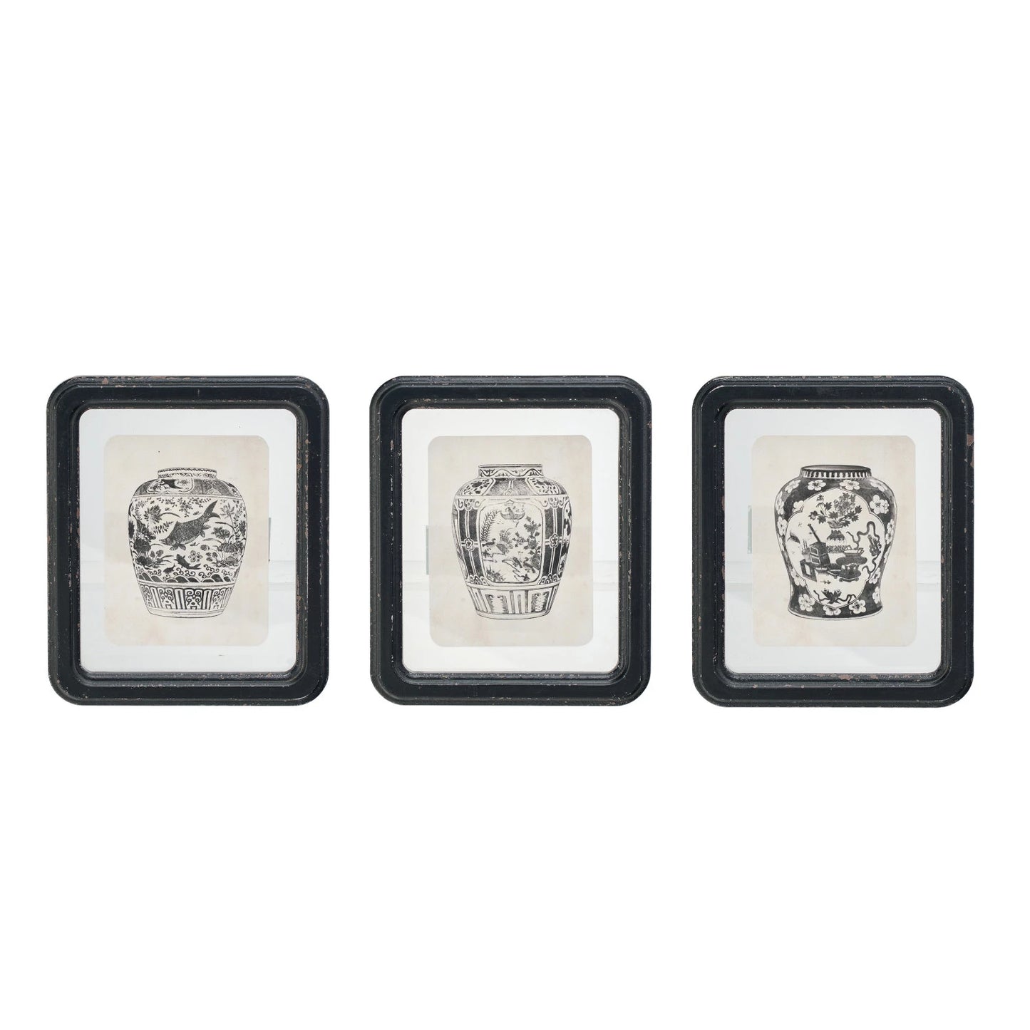 Wood Framed Glass Wall Floating Vase Print