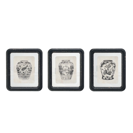 Wood Framed Glass Wall Floating Vase Print