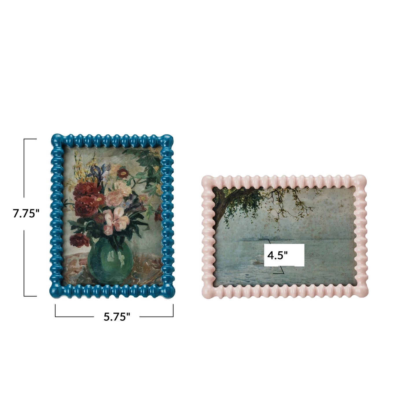 Spindle Picture Frame with Vintage Reproduction Image
