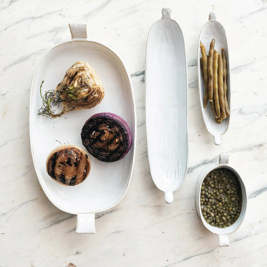 Stoneware Baker with Handles | White