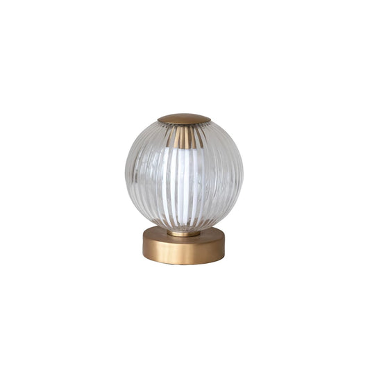 Glass & Metal Pleated LED Table Lamp with Touch Sensor