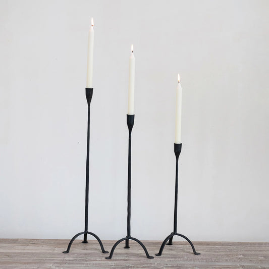 Hand-Forged Cast Iron Footed Taper Holder