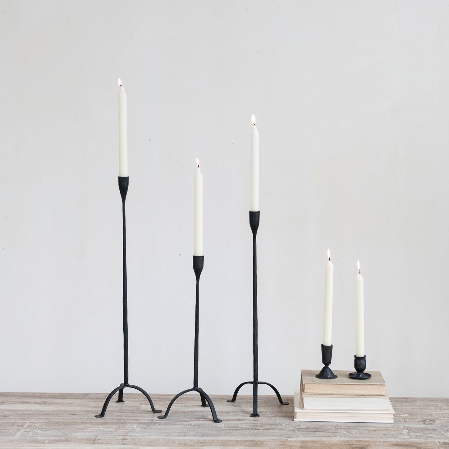 Hand-Forged Cast Iron Footed Taper Holder