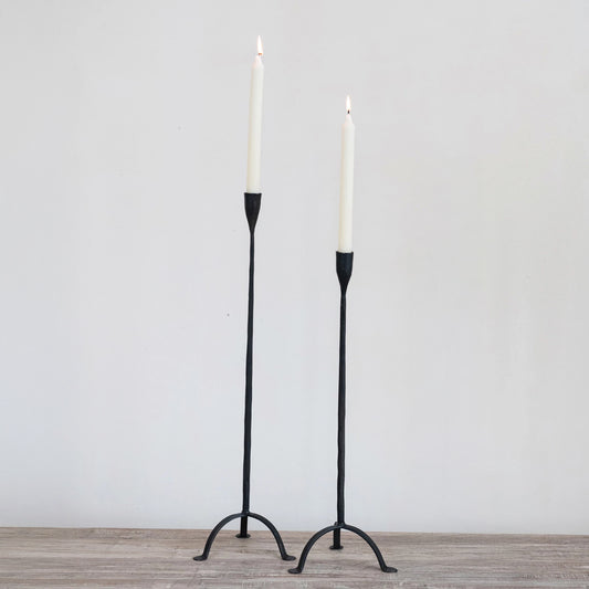 Hand-Forged Cast Iron Footed Taper Holder
