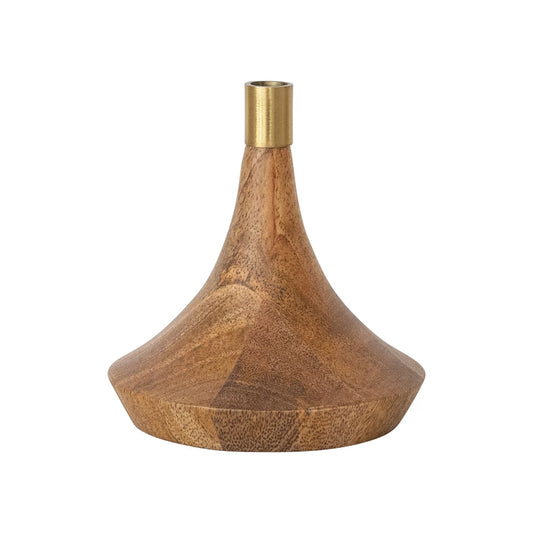 Mango Wood & Metal Taper Holder