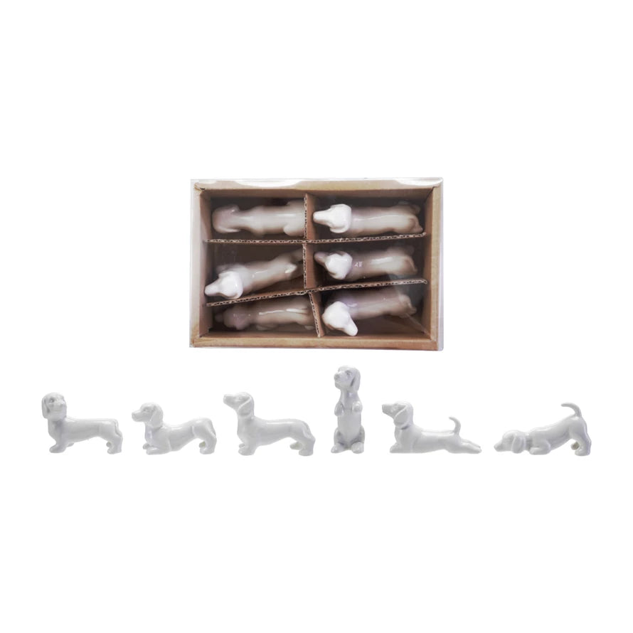 Stoneware White Dogs Gift Boxed, Set of 6