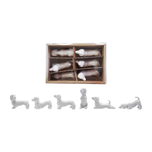 Stoneware White Dogs Gift Boxed, Set of 6