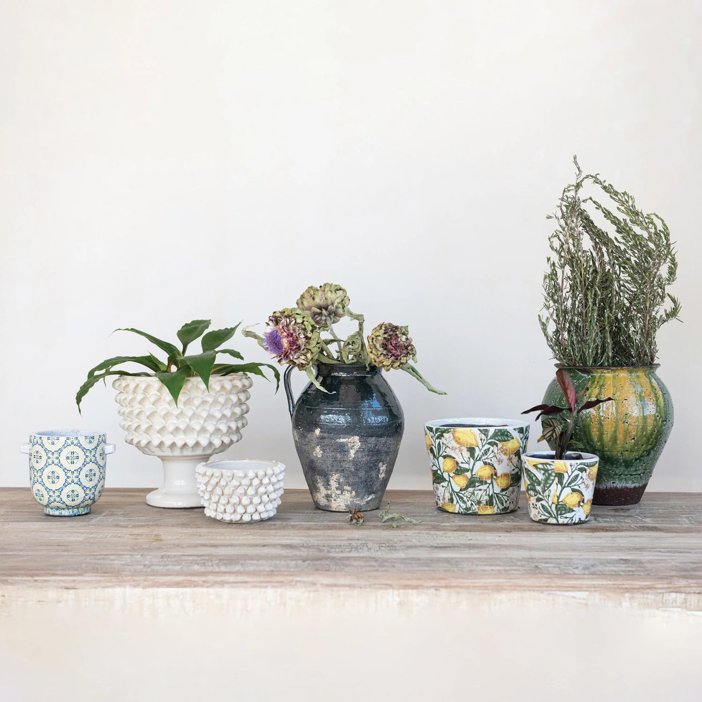 Terra-cotta Crackle Glaze Lemon Planter