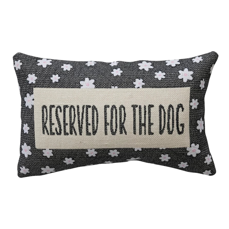 "Reserved for The Dog" Embroidered Lumbar Pillow