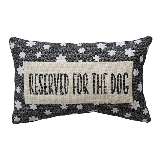 "Reserved for The Dog" Embroidered Lumbar Pillow