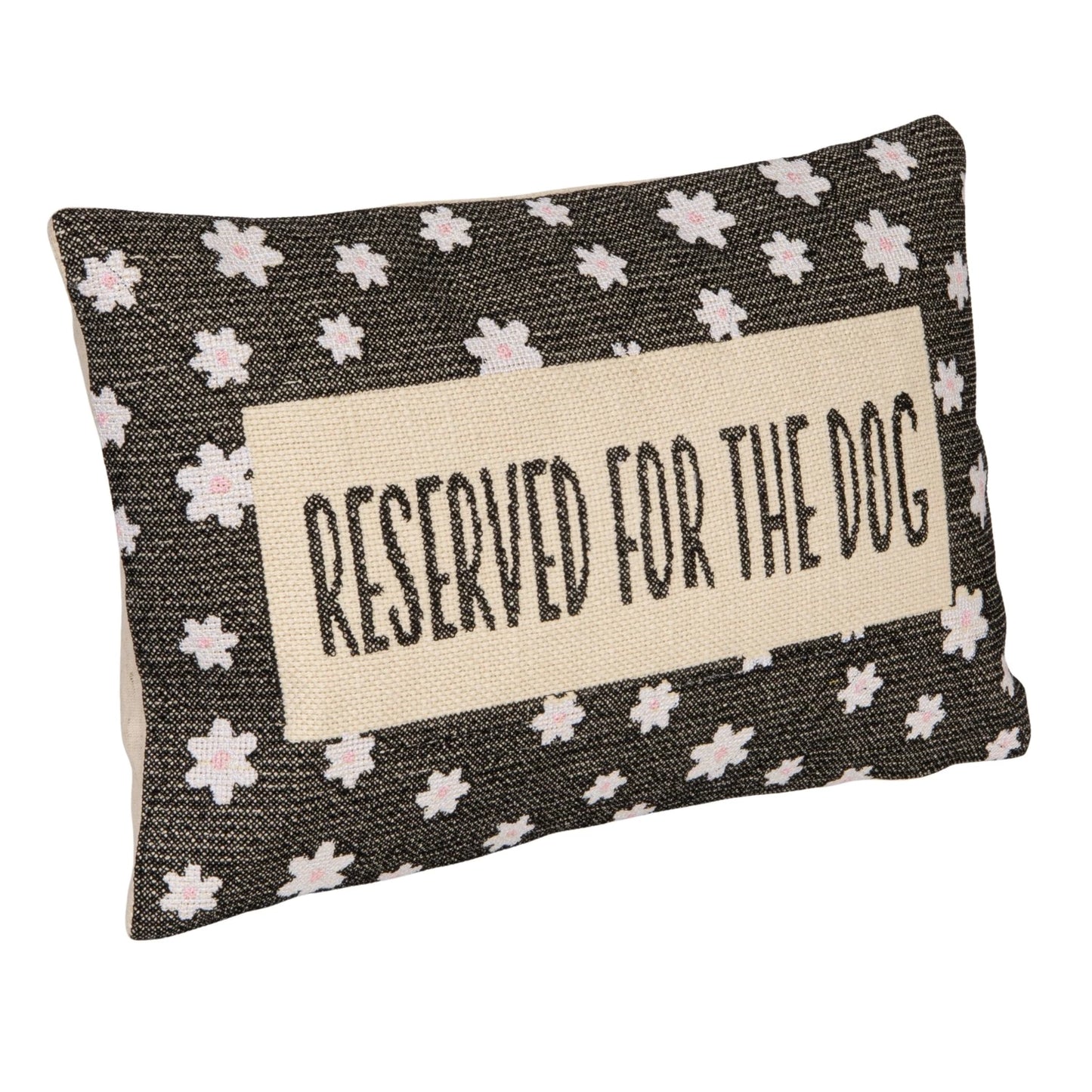 "Reserved for The Dog" Embroidered Lumbar Pillow