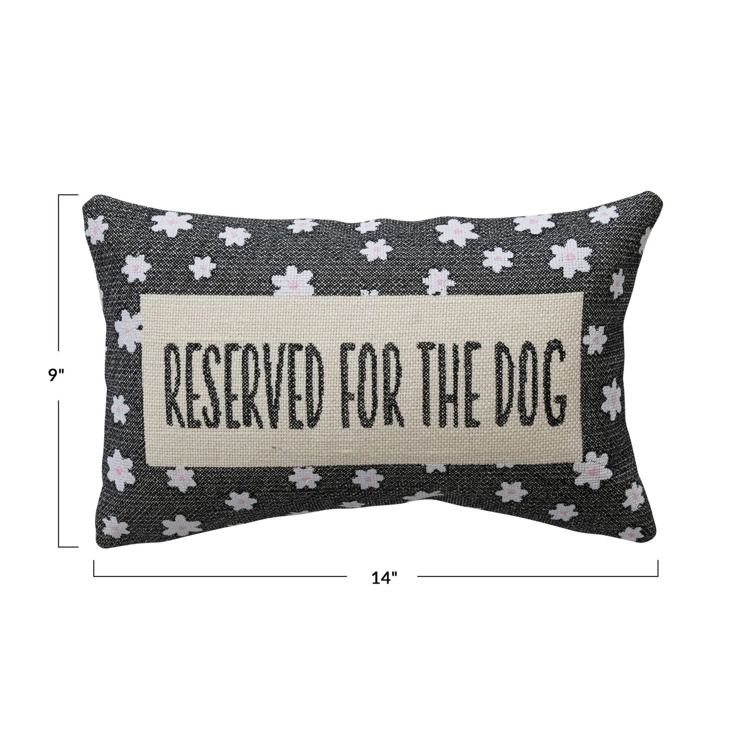 "Reserved for The Dog" Embroidered Lumbar Pillow