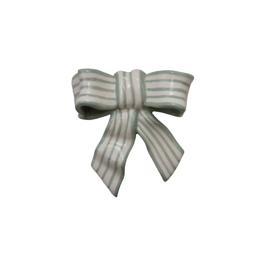 Stoneware Striped Bow Décor