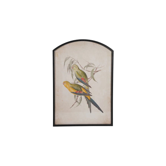 Wood Framed Glass Arched Wall Décor with Vintage Reproduction Image