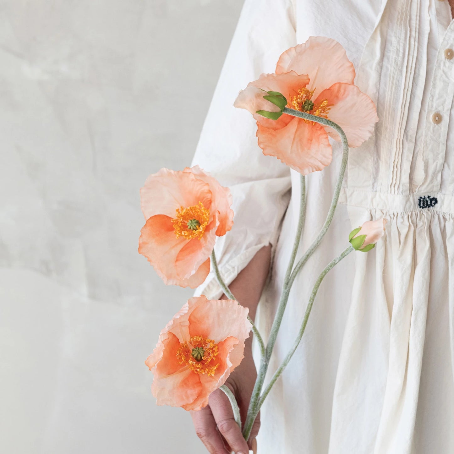 Faux Poppy Flower 33 inch Stem