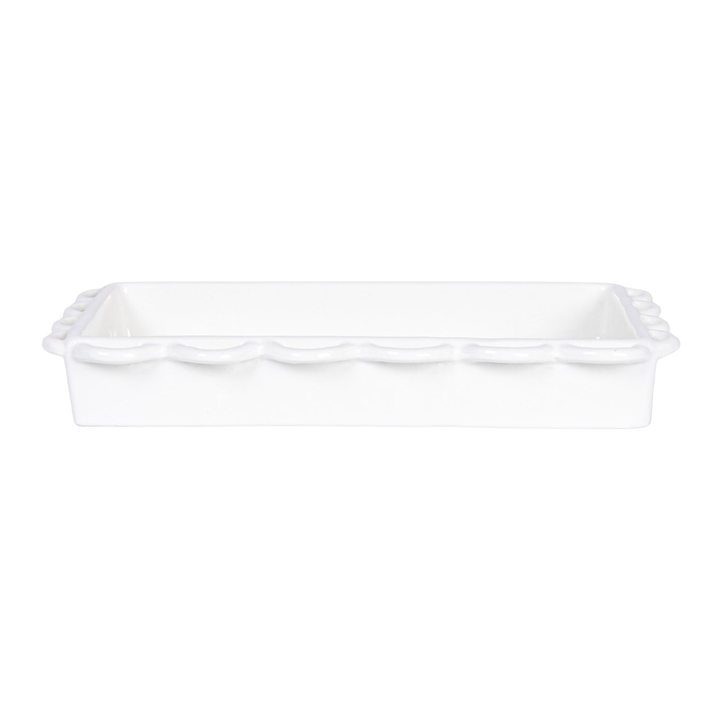 Decorative Scalloped Stoneware Napkin Holder | White
