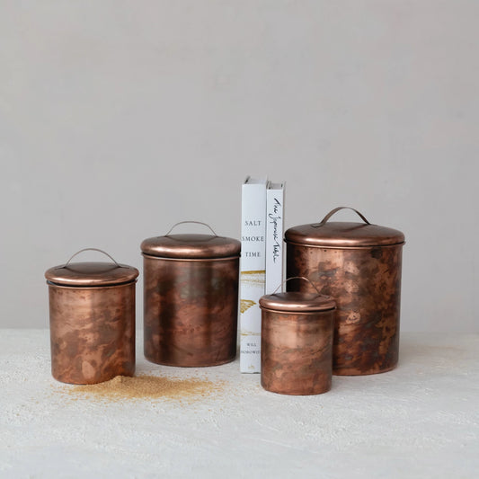 Oxidized Copper Finish Stainless Steel Canisters