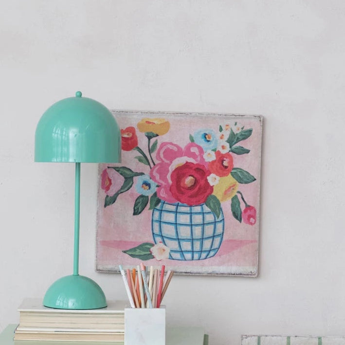Square Canvas Wall Decor with Flowers in Vase
