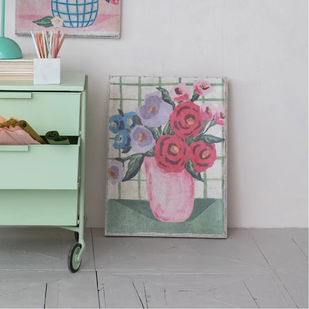 Canvas Wall Decor with Flowers in Vase