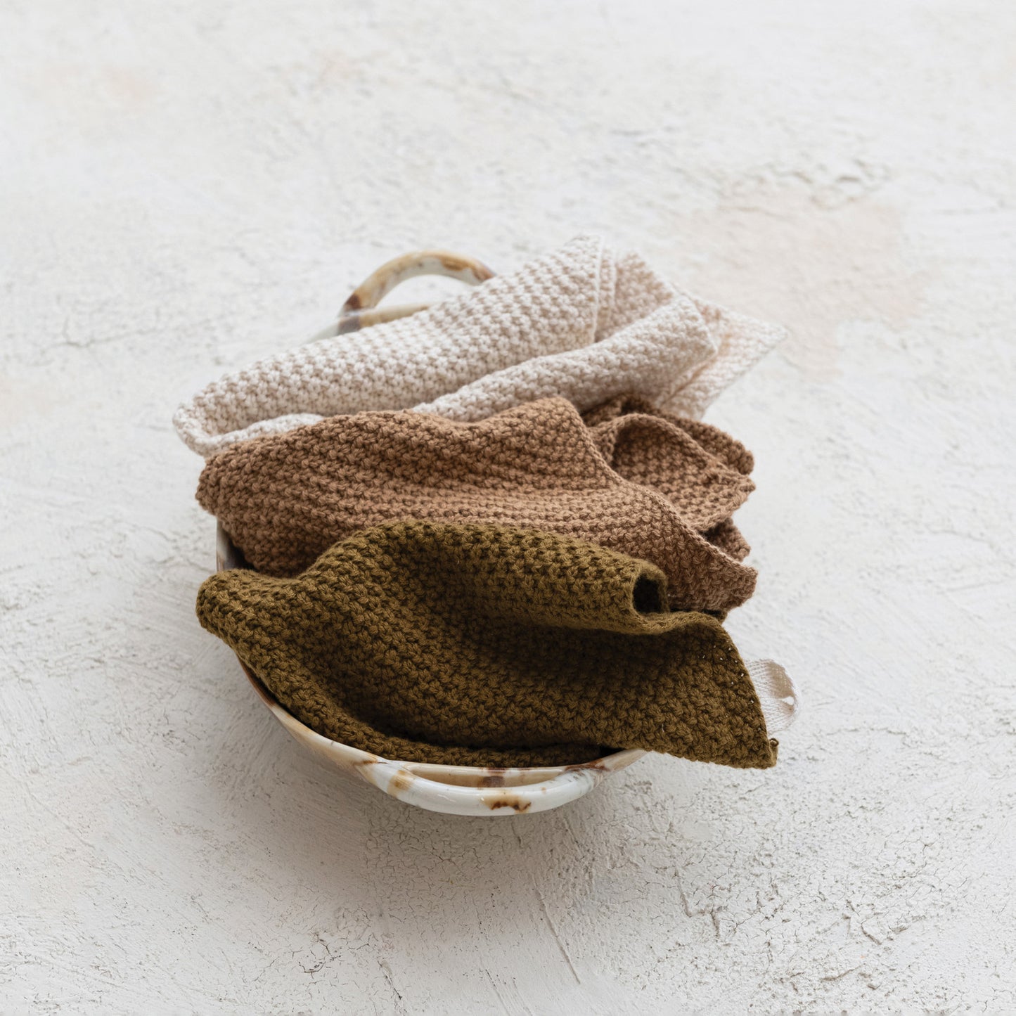 Cotton Knit Square Dish Cloths | Set of 3 Colors