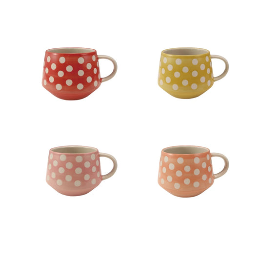 14 oz. Hand-Painted Stoneware Mug with Dots