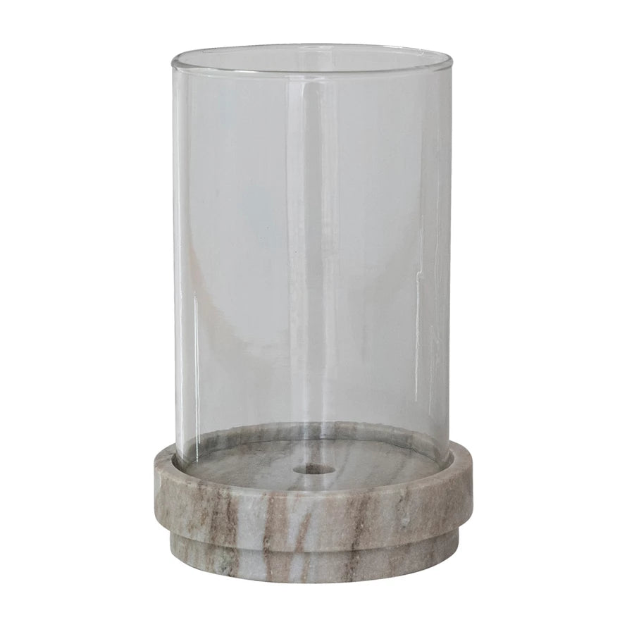 Marble Candle Holder Glass Hurricane | Taper or Pillar