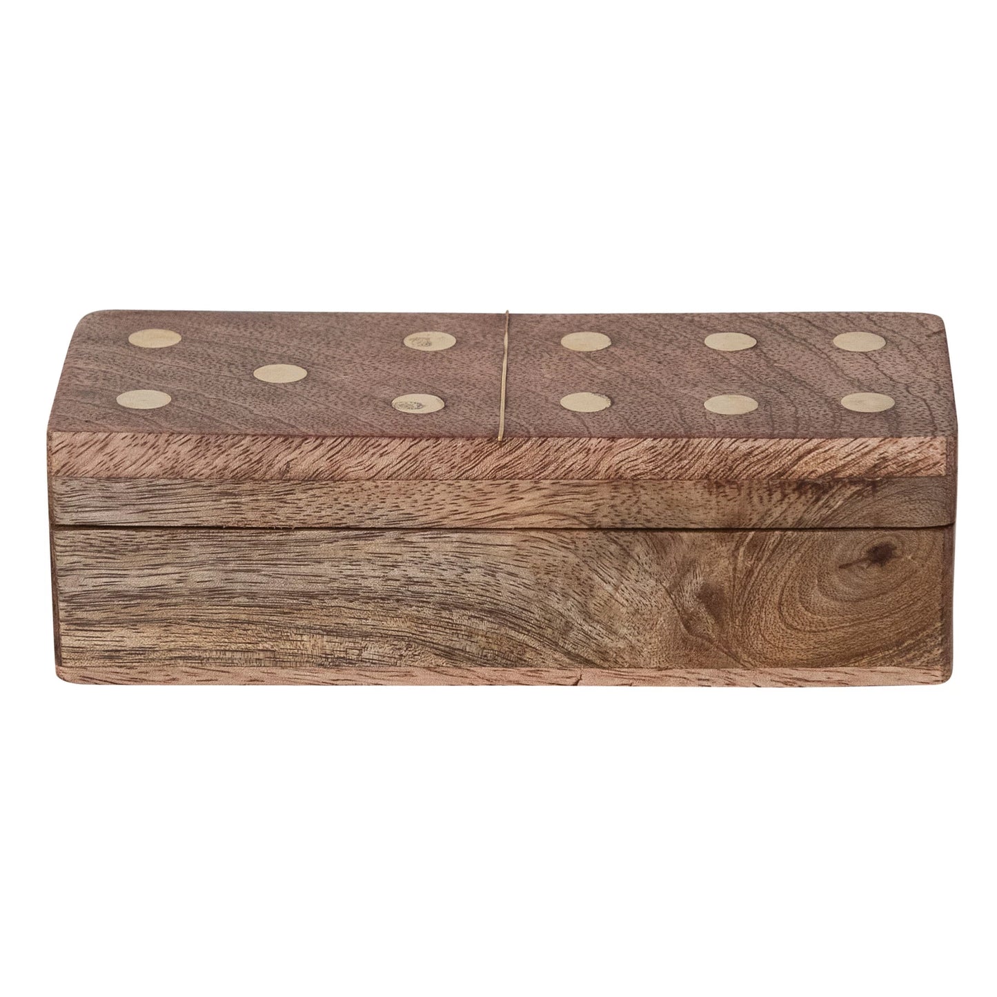 Handmade Mango Wood & Inlaid Brass Dominoes in Mango Wood Box