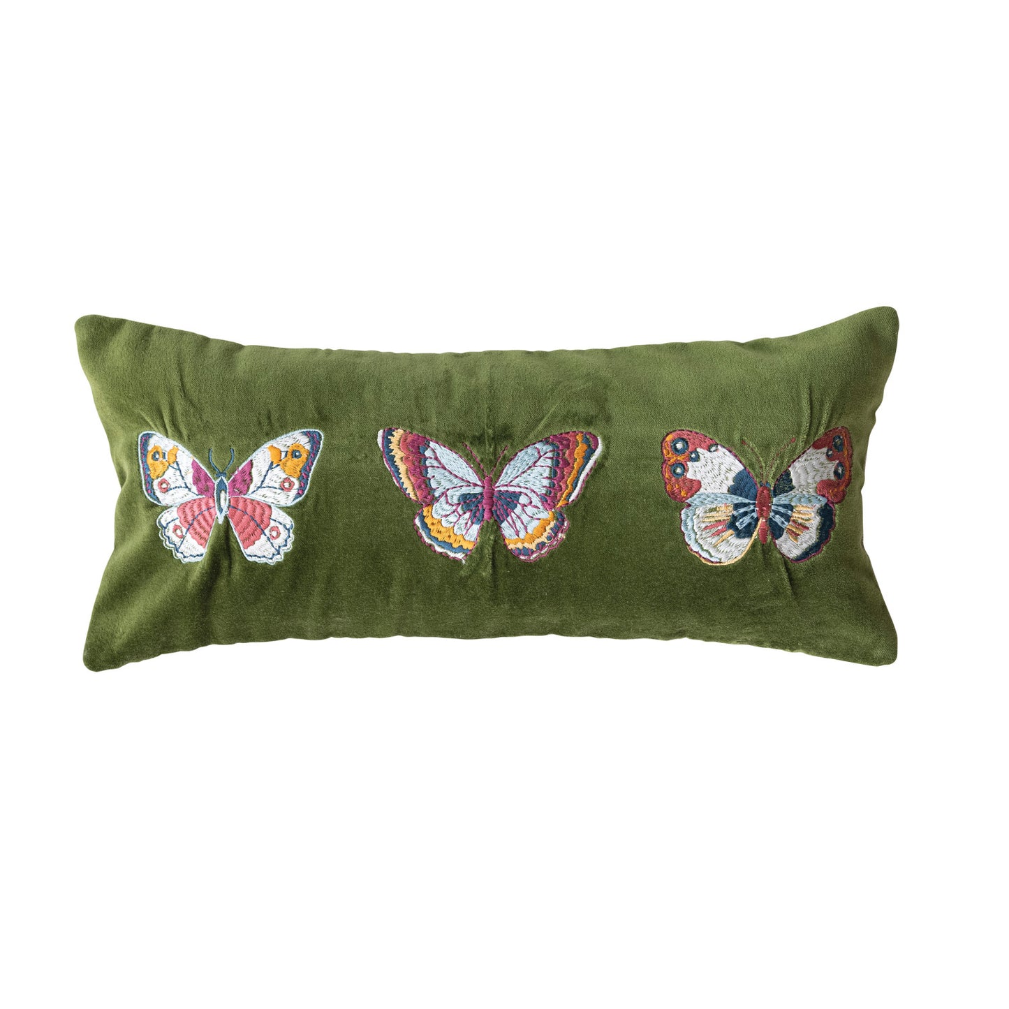 Velvet Embroidered Lumbar Pillow