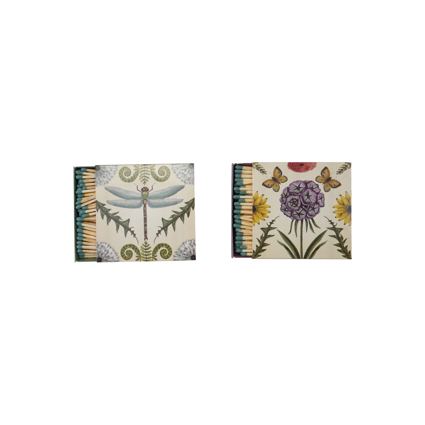 Safety Matches in Matchbox w/ Insects & florals