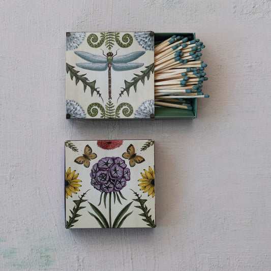 Safety Matches in Matchbox w/ Insects & florals