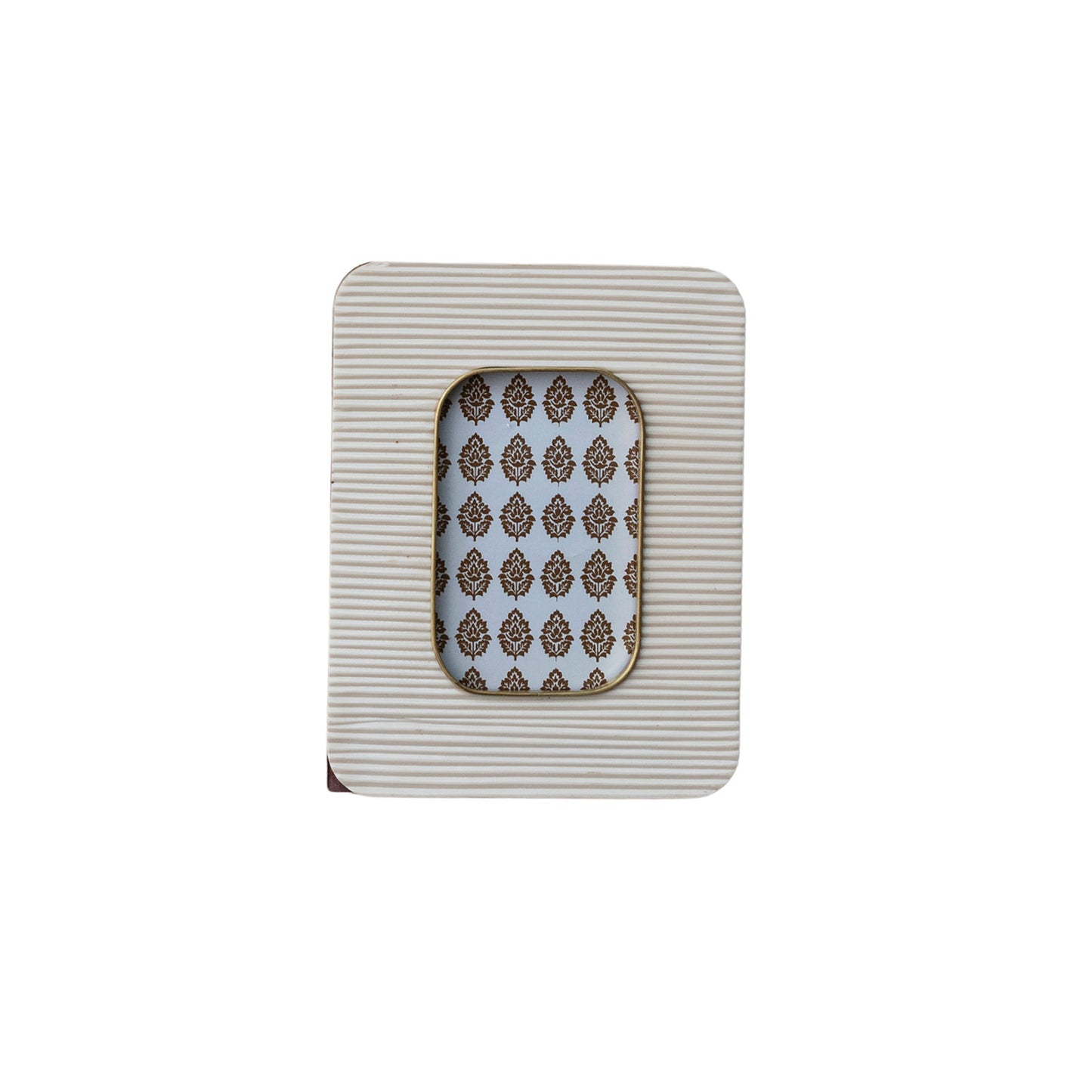 Resin Ribbed Photo Frame with Brass Inlay
