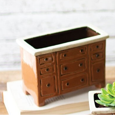 Ceramic Planters-Vintage Chest of Drawers