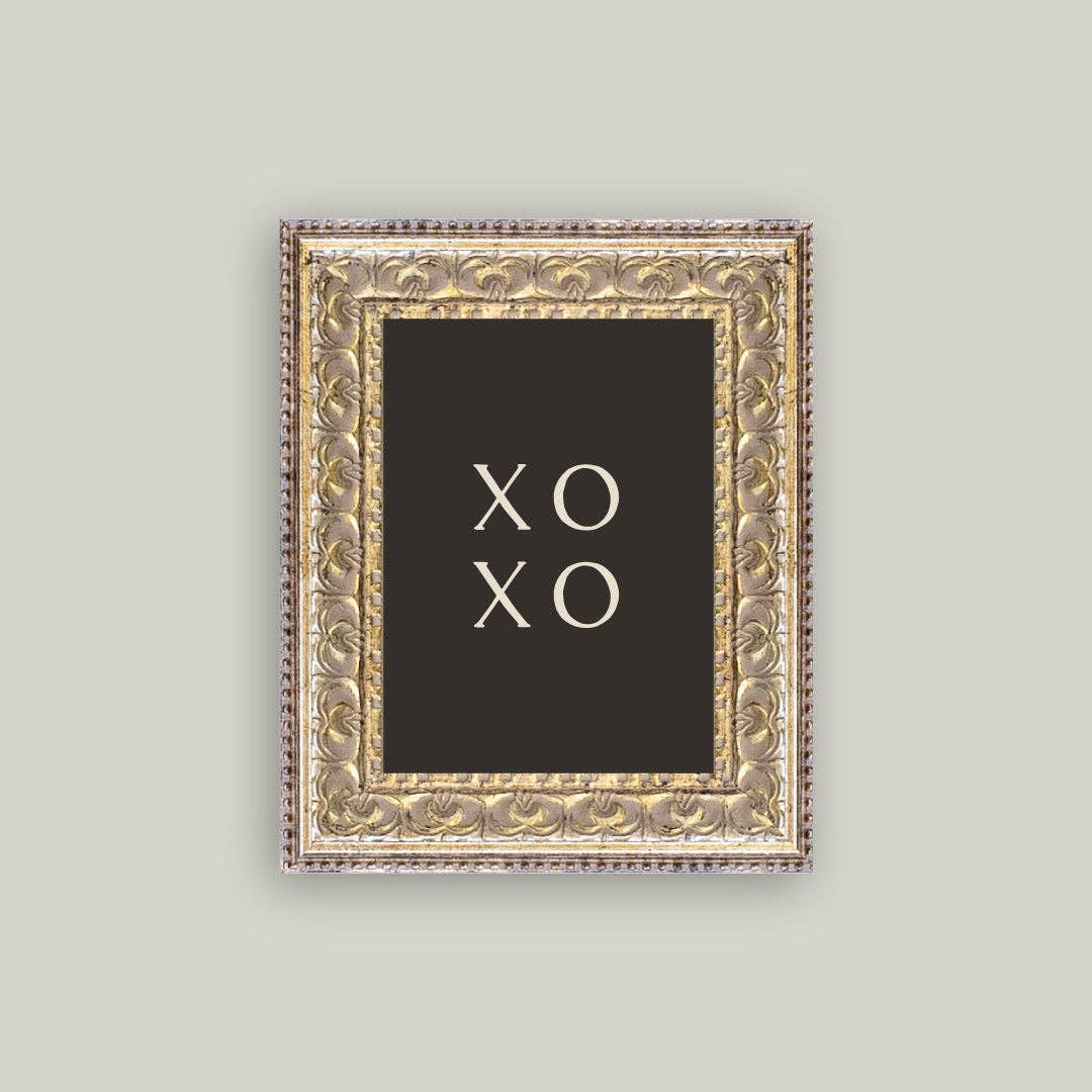 XOXO Black Back Framed Antique Art