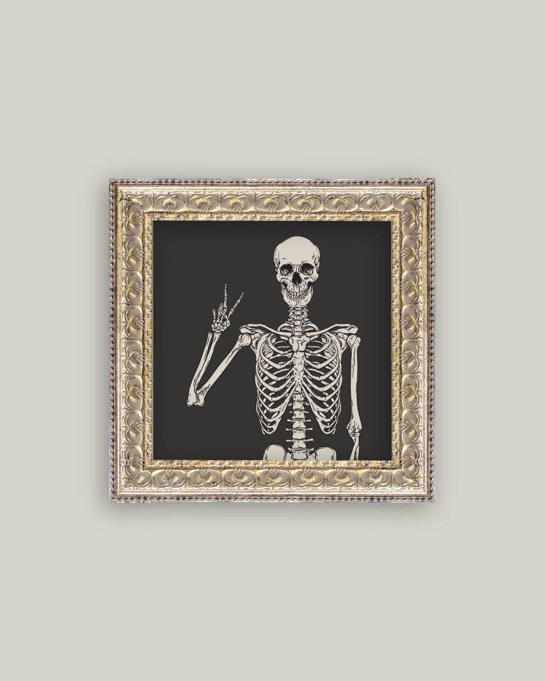 Halloween Skeleton Framed Antique Art