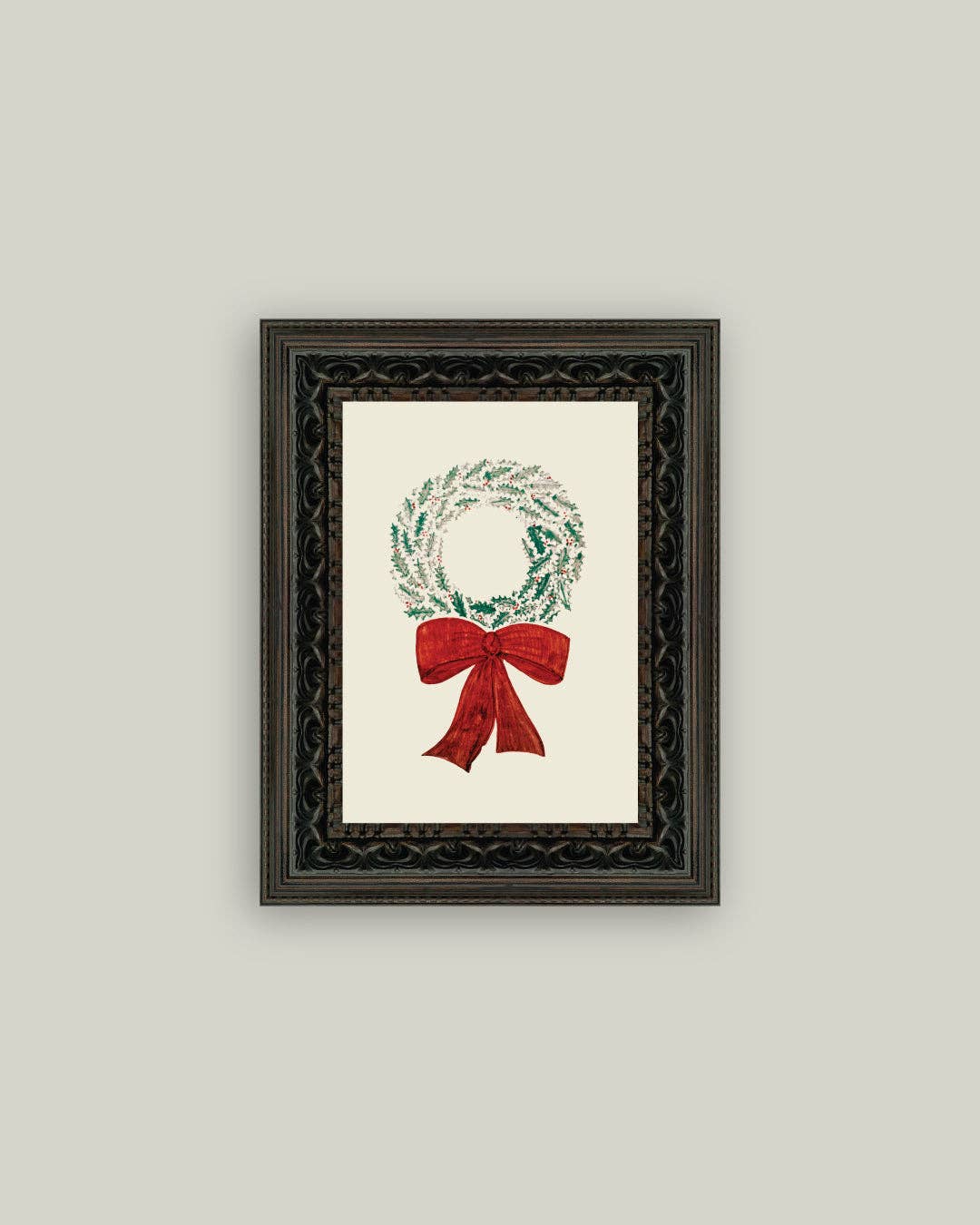 Christmas Wreath Framed Antique Style Artwork
