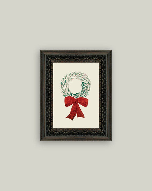 Christmas Wreath Framed Antique Style Artwork