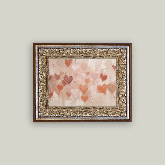 Texture Hearts Framed Antique Art