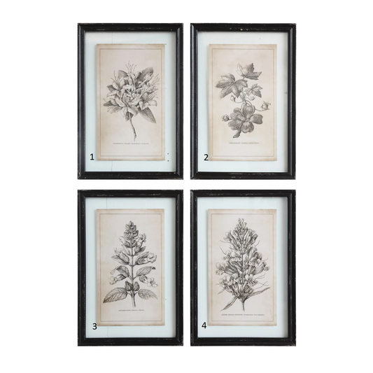 Black Framed Wall Decor with Floral Image