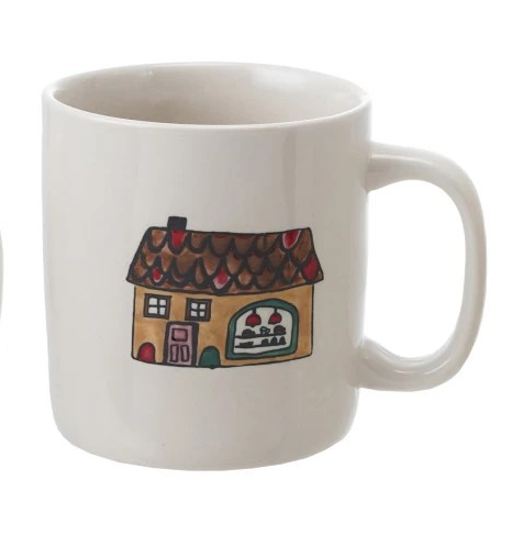 Stoneware Mug with Wax Relief Christmas Image, Four Styles
