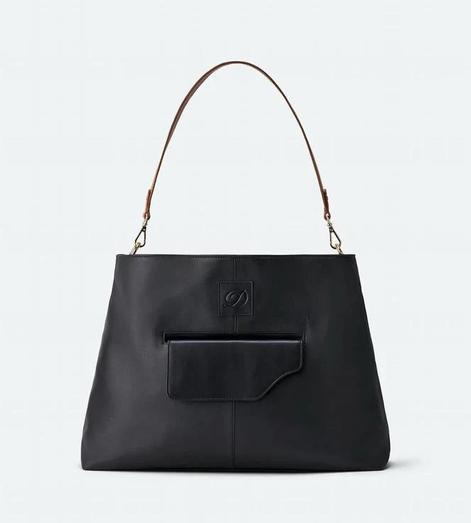 The Nicole - Black Leather Slouch Tote
